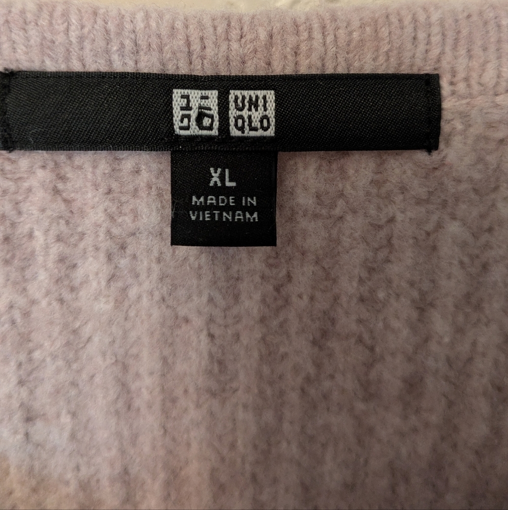 Uniqlo Souffle Cozy Ribbed V-Neck Sweater - Lavender Pink - Picture 3 of 5